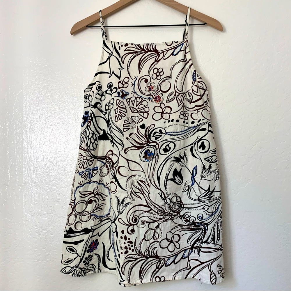 Zara Beaded Sequin Mini Shift Dress - Size XS